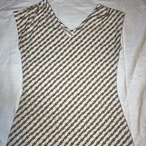 Banana Republic gold chain white blouse